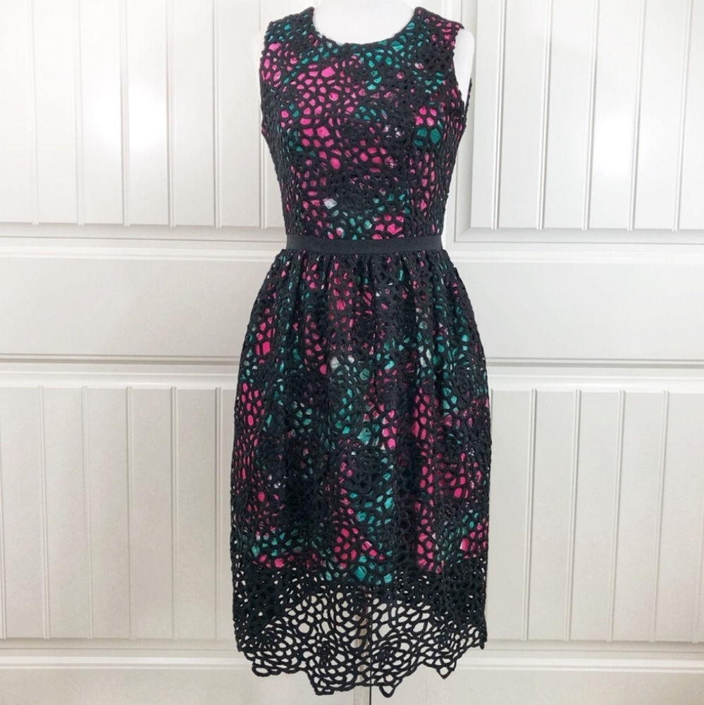 Anthropologie Black Crochet Lace "Terrace Sheeth Dress" by Wolven Pockets 10 - Picture 16 of 16